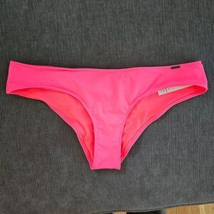 Hollister Women's Pink California Swim Peach Bow Neon Solid Bikini Bottom Large